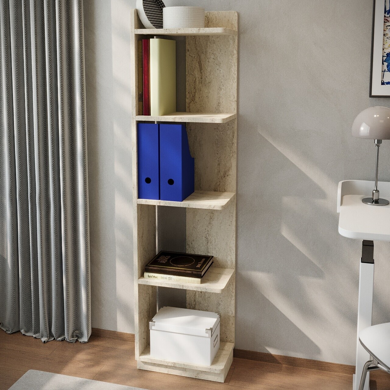 Corp biblioteca, Hanah Home, Aura, 37.8x150x23.8 cm, Travertin — imaginea 5