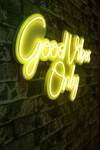 Decoratiune luminoasa LED, Good Vibes Only 2, Benzi flexibile de neon, DC 12 V, Galben mezoni.ro