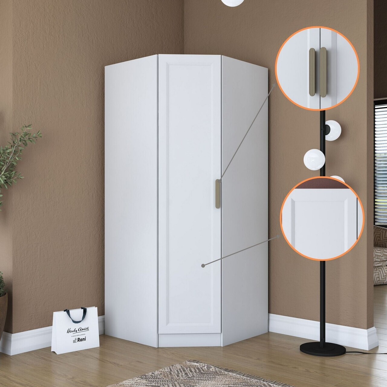 Dulap pentru haine, Hanah Home, BA205, 91x210x57.5 cm, PAL melaminat, Alb - view 2