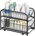 Organizator pentru dulap cu 2 cosuri glisante, Songmics, 26.5x21x31.5 cm, otel, negru