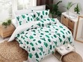 Lenjerie de pat dubla King Quilt(CZ) Kaktüs, EnLora Home, 3 piese, 240x220 cm, amestec bumbac, verde