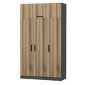 Dulap pentru haine, Minerva, Minar 235, 135x235x52 cm, PAL, Dore / Antracit