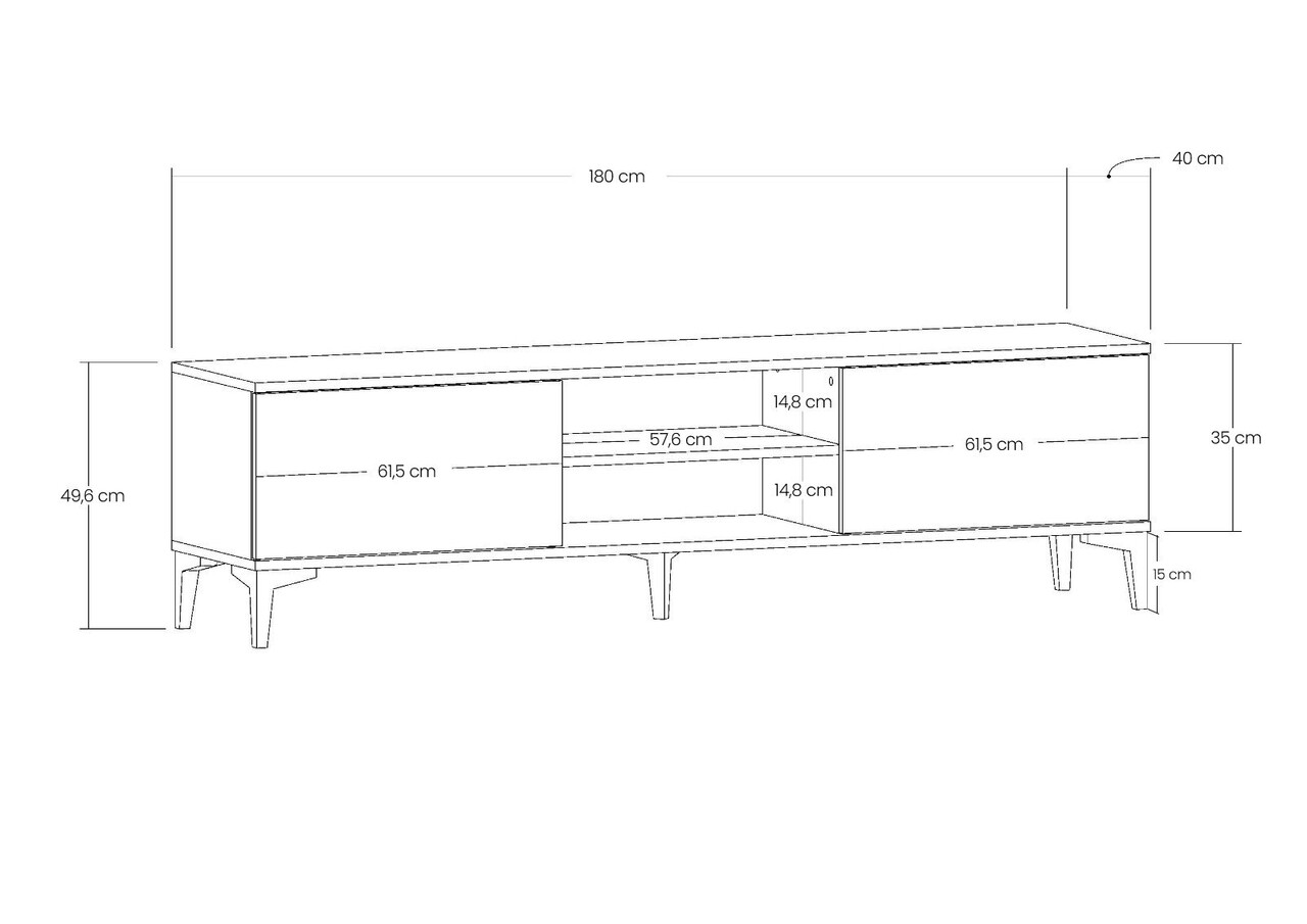 Comoda TV, Hanah Home, Begi, 180x49.6x40 cm, Pin Atlantic / Negru - view 6