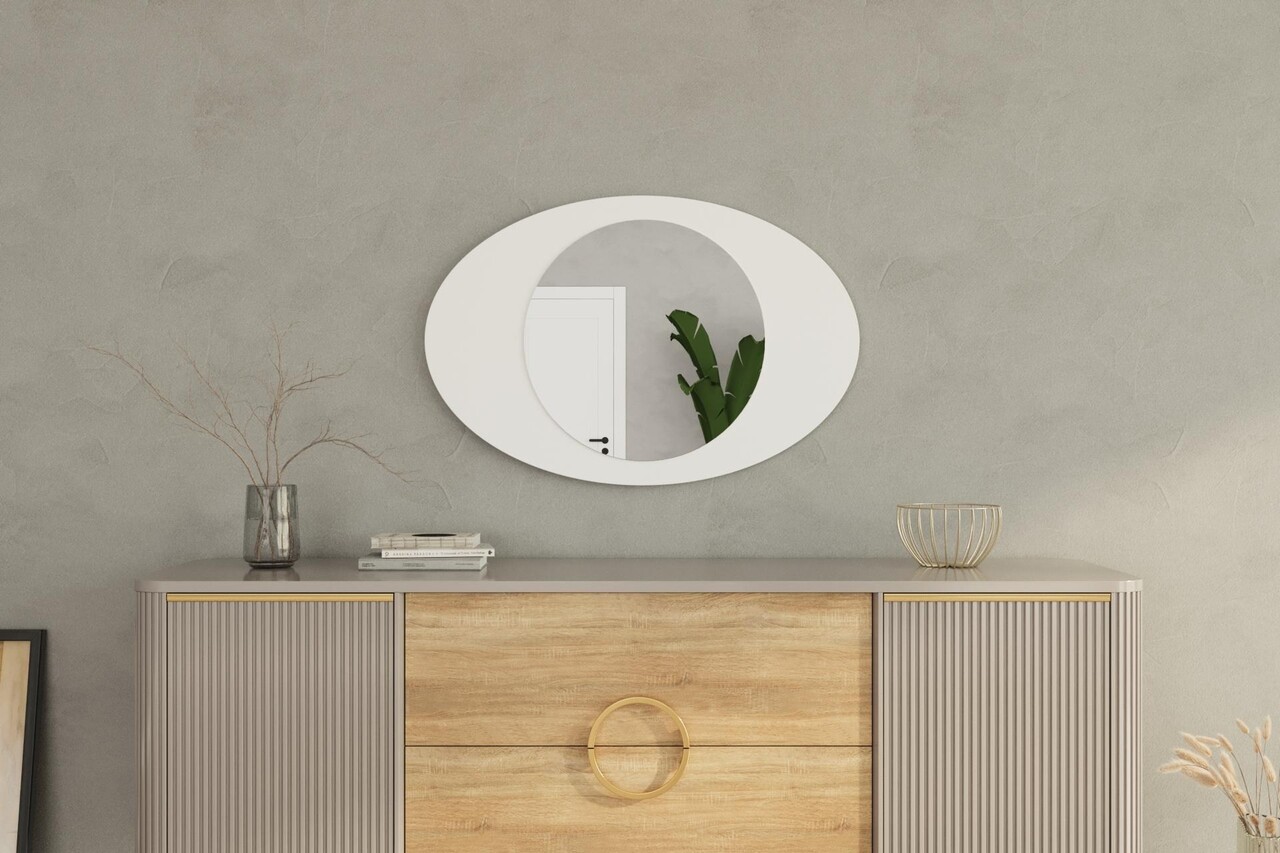Oglinda decorativa, Siam, Obble, 60x90x2.2 cm, Alb - 2 | YEO