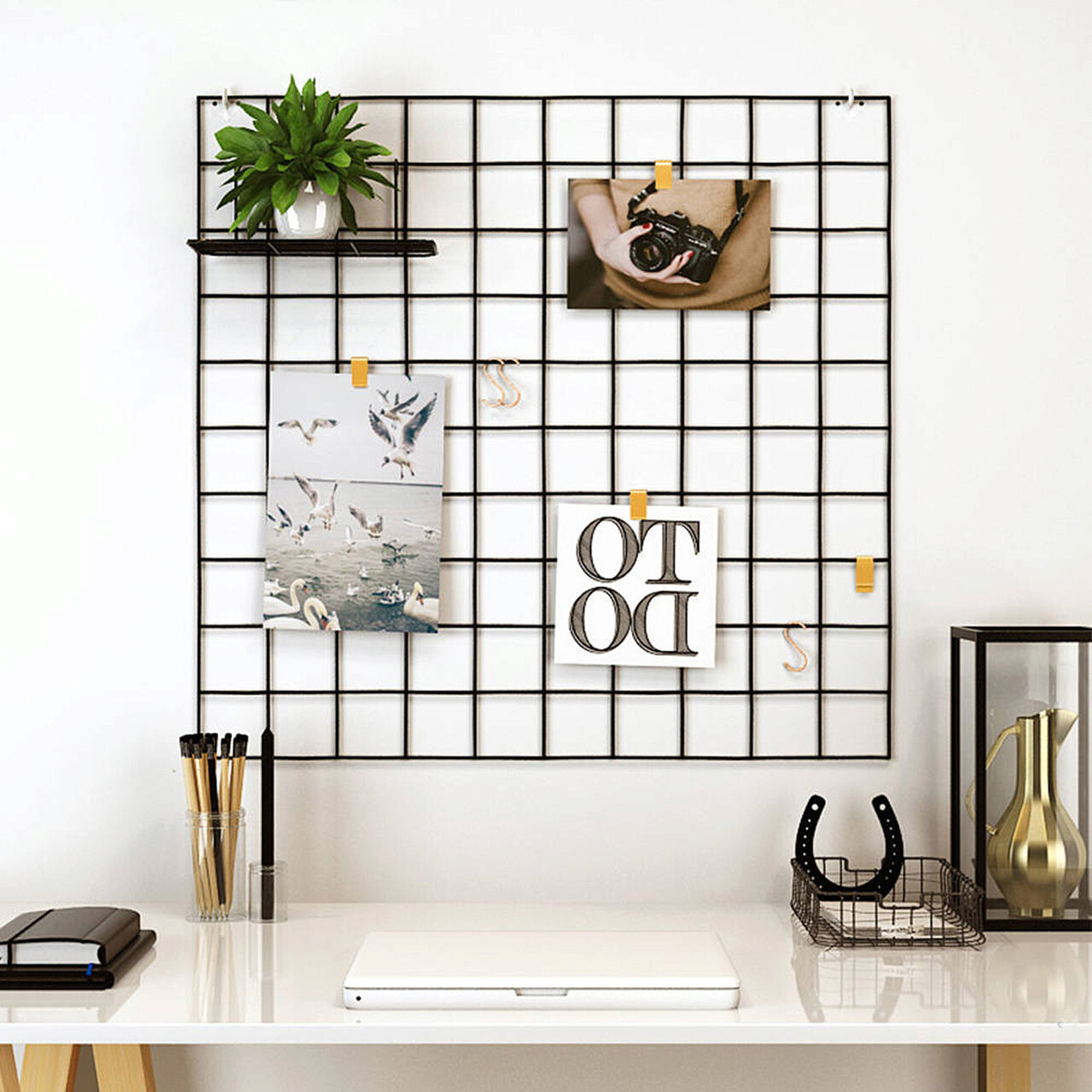 Decoratiune de perete, WR004, Metal, Cu 10 agatatori, Negru - 1 | YEO