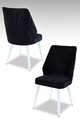 Set scaune 4 piese, Beckley, Pufi, Alb/Negru