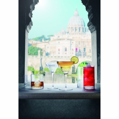 Set 4 pahare margarita, Roma 1960, Luigi Bormioli, 384 ml, sticla cristal