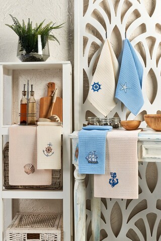 Set prosoape de bucatarie, Eponj Home, Marin, Bumbac, Multicolor
