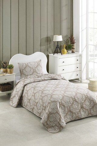 Set cuvertura Single 160x220 cm, 2 piese, Post - Brown, Eponj Home, 65% bumbac/35% poliester