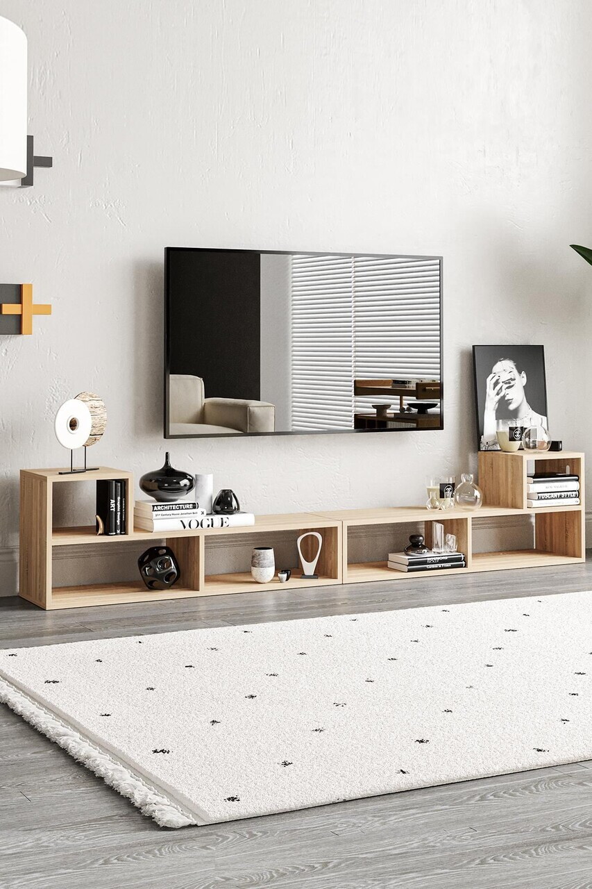 Comoda TV, Hanah Home, Bucak, 110x.43x30 cm, PAL, Stejar Sonomo — imaginea 2