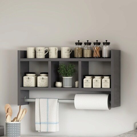 Raft de perete, Inarch, Asya, 63.6x35x14.6 cm, PAL, Antracit