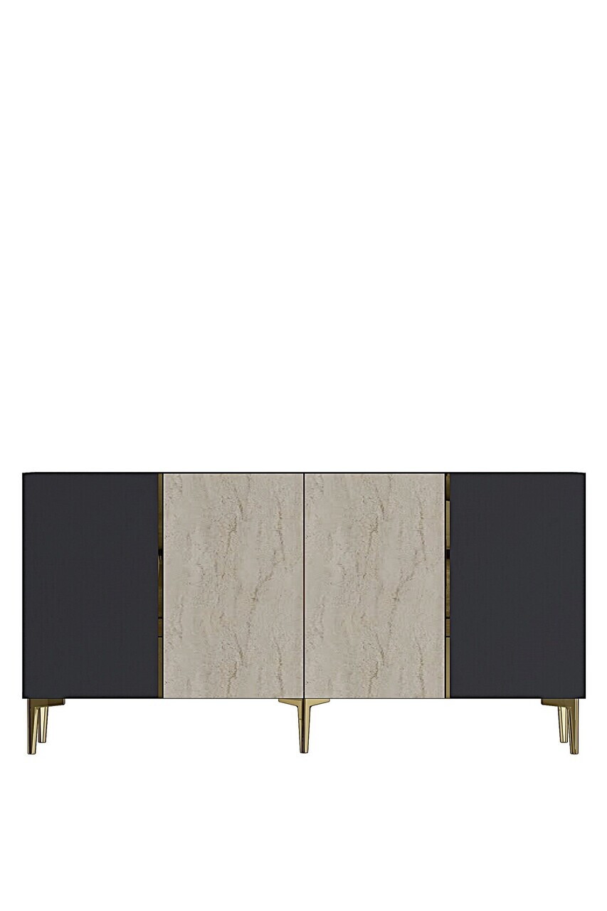 Consola, Hanah Home, Poli 150, 150x75x32 cm, Antracit / Travertin / Auriu — imaginea 4