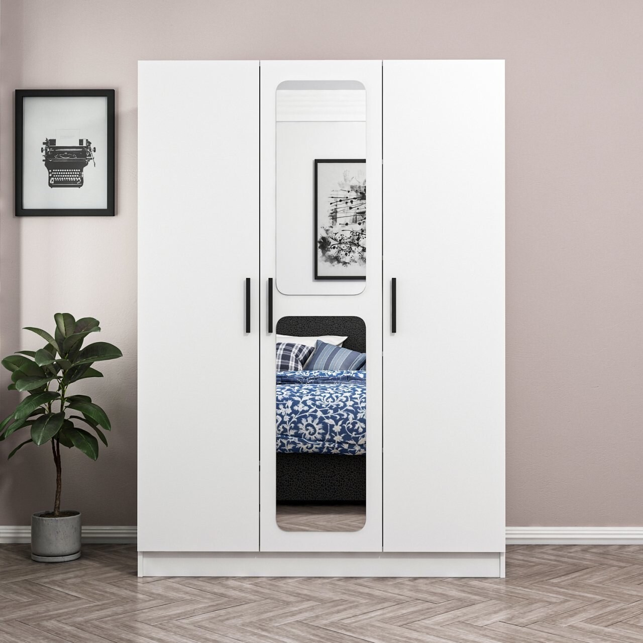 Dulap pentru haine, Minerva, Kale White, 135x210x52 cm, PAL, Alb - 1 | YEO