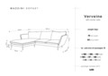 Coltar stanga, Verveine, Mazzini Sofas, 5 locuri, 286x190x96 cm, catifea, albastru regal