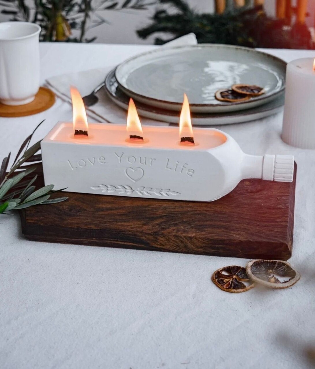 Lumanare, Ers1236, 25x6.5 cm, Alb - imagine 2