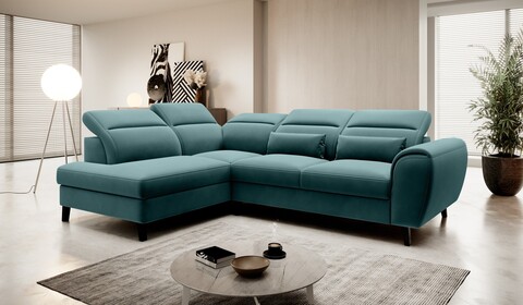 Coltar extensibil stanga 4 locuri ELTAP, LT-38VE, Noble, 255x201x100 cm, lemn/poliester, verde