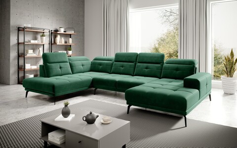 Coltar stanga 6 locuri ELTAP, LT-35LU, Bretan, 350x205x107 cm, lemn/poliester, verde inchis