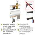 Suport multifunctional pentru bucatarie, Wenko, Magna, 33 x 8 x 34 cm, metal/bambus, alb/egru