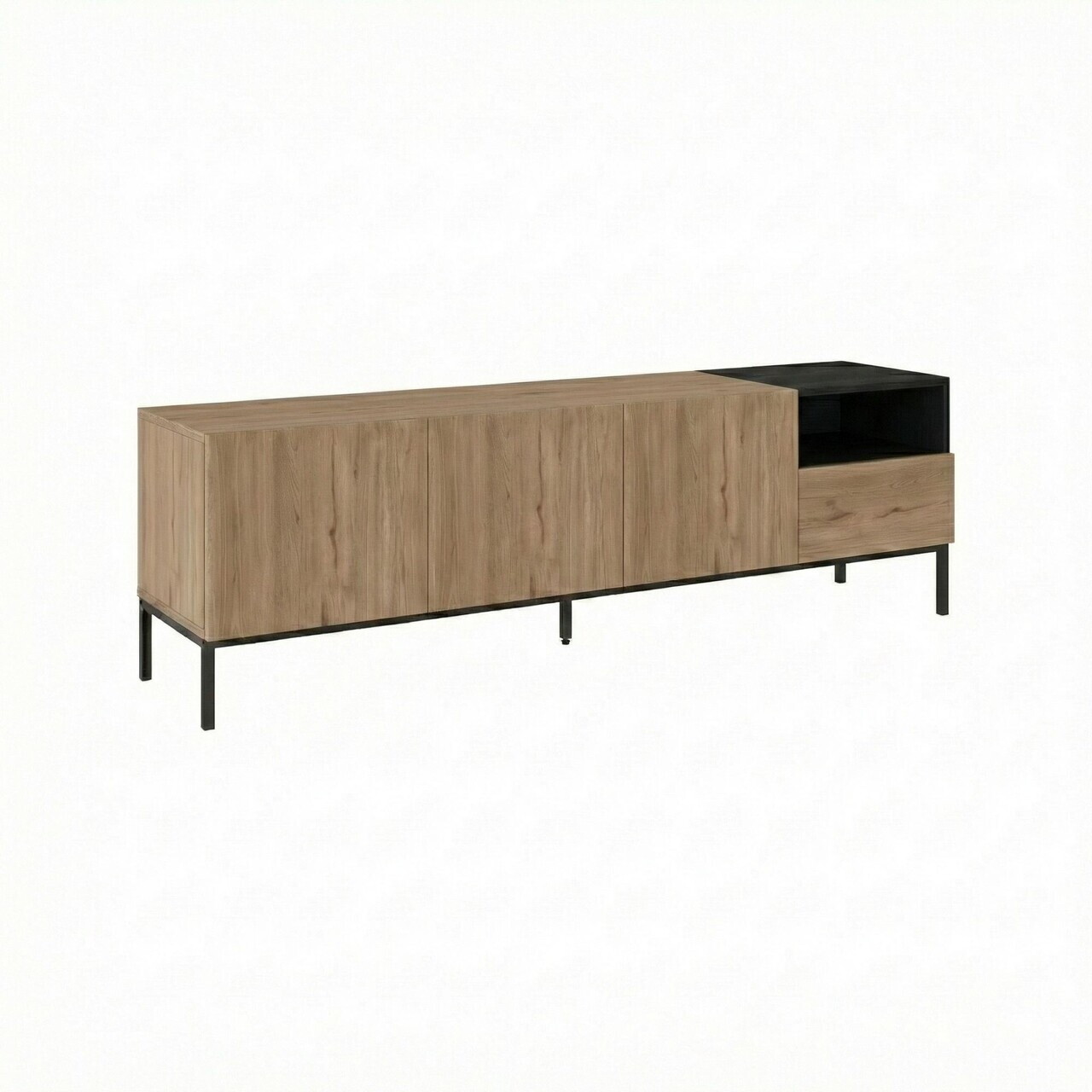 Comoda TV, Hanah Home, Cailin 180, 180x55x41.8 cm, PAL, Stejar Sepet / Negru lemn / Gresie — imaginea 2