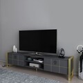 Comoda TV, Zena Home, Mila, Antracit / Aur