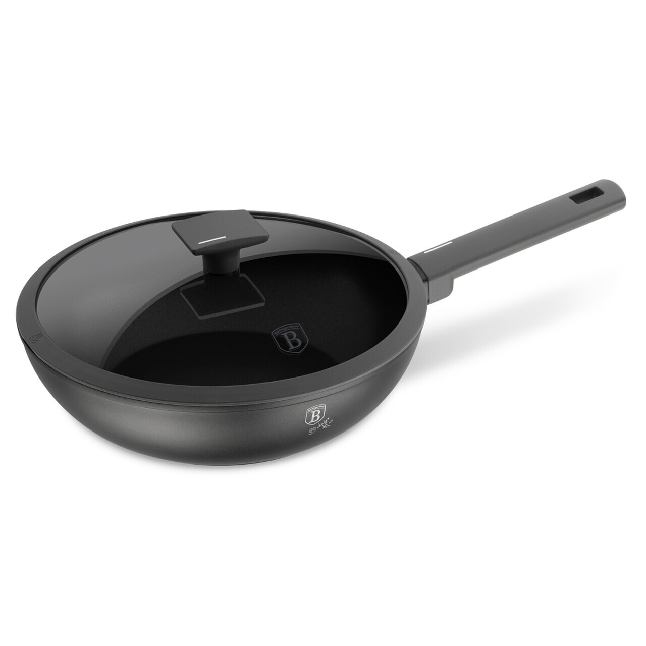 Tigaie Wok cu capac Berlinger Haus, Anthracite, 28 cm, 3.2 L, aluminiu forjat, antracit mat - imagine 3