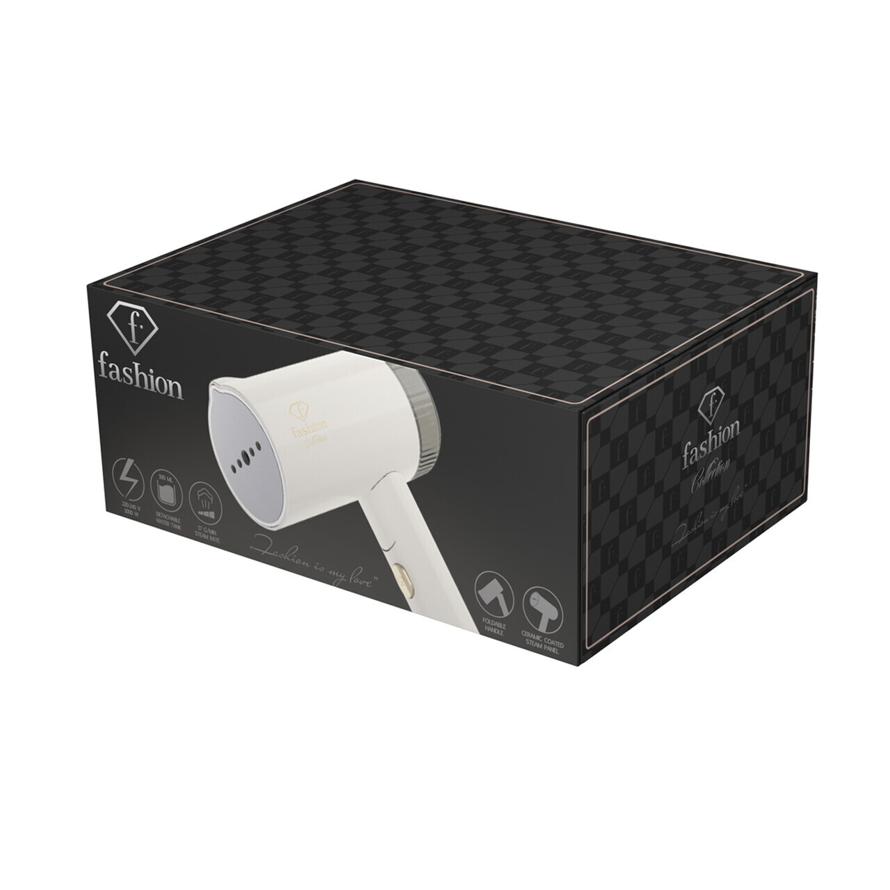 Aparat de calcat cu aburi portabil, pliabil Fashion TV, Matte Cream-Gold, 1000W, 100 ml, invelis ceramic, crem - imagine 9