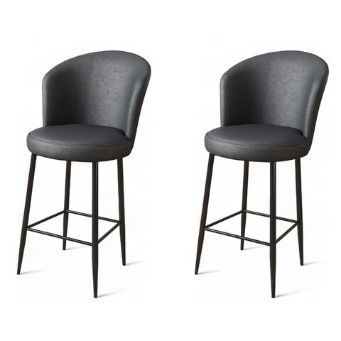 Set scaun de bar (2 bucăți), Charlotte, Uras, Metal, Antracit / Negru