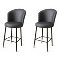 Set scaun de bar (2 bucăți), Charlotte, Uras, Metal, Antracit / Negru
