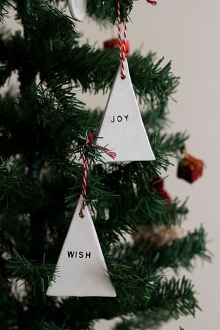 Ornament de brad de Crăciun, BSY116, Ceramica, Alb