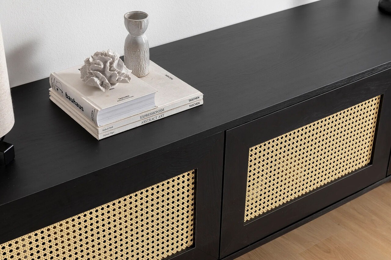 Comoda TV, Hanah Home, Nala 180, 180x55x40 cm, PAL, Negru - view 6