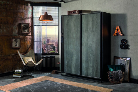 Dulap pentru haine, Çilek, Dark Metal Sliding Wardrobe, 162x210x58 cm, Multicolor 162x210x58 imagine 2022