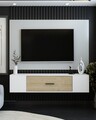 Comoda TV, Olivia, Kodaks, Stejar alb / safir