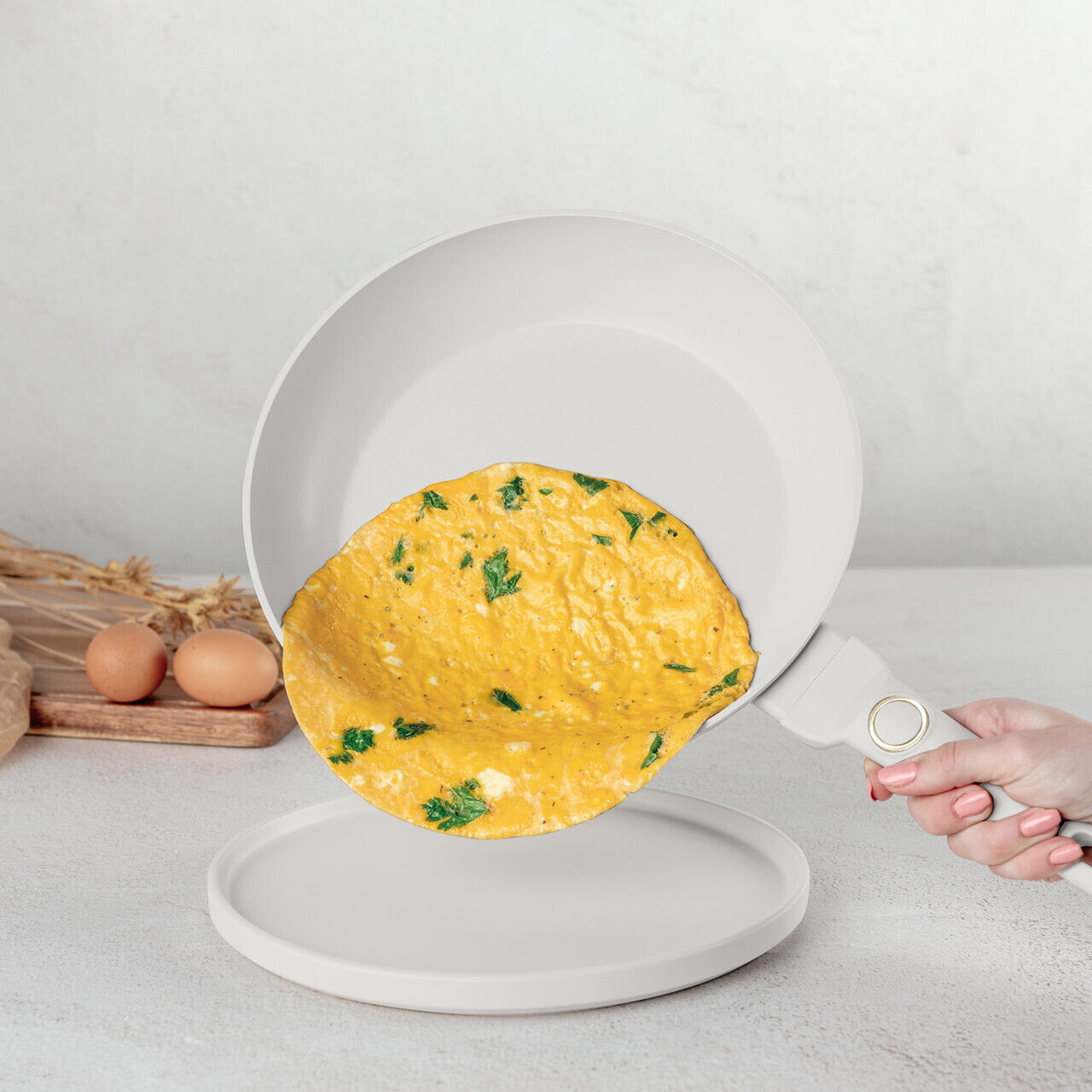 Tigaie Berlinger Haus, Sahara, 28 cm, 2.4 L, aluminiu forjat, crem mat - imagine 4