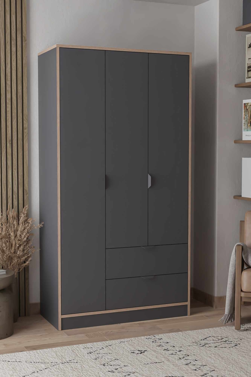 Dulap pentru haine, Hanah Home, Arden 3, 97x182x44 cm, Antracit - view 2