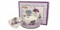 Set 2 cesti cu farfurie Passion, Duo, 250 ml, portelan, mov