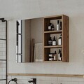 Dulap de baie cu oglindă, Hanah Home, 2462, 75x60x16 cm, MDF, Maro
