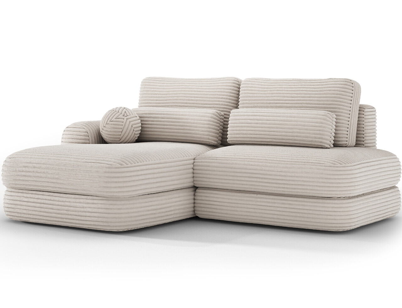 Coltar extensibil stanga 3 locuri ELTAP, Ripeli, 217x175x96 cm, lemn/catifea din poliester, alb — imaginea 5