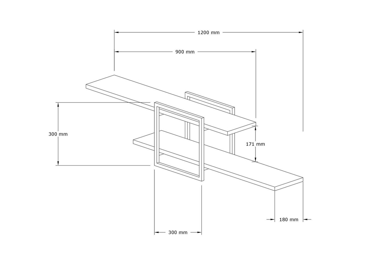 Raft de perete, Asse Home, Mone, 120x30x18 cm, Alb