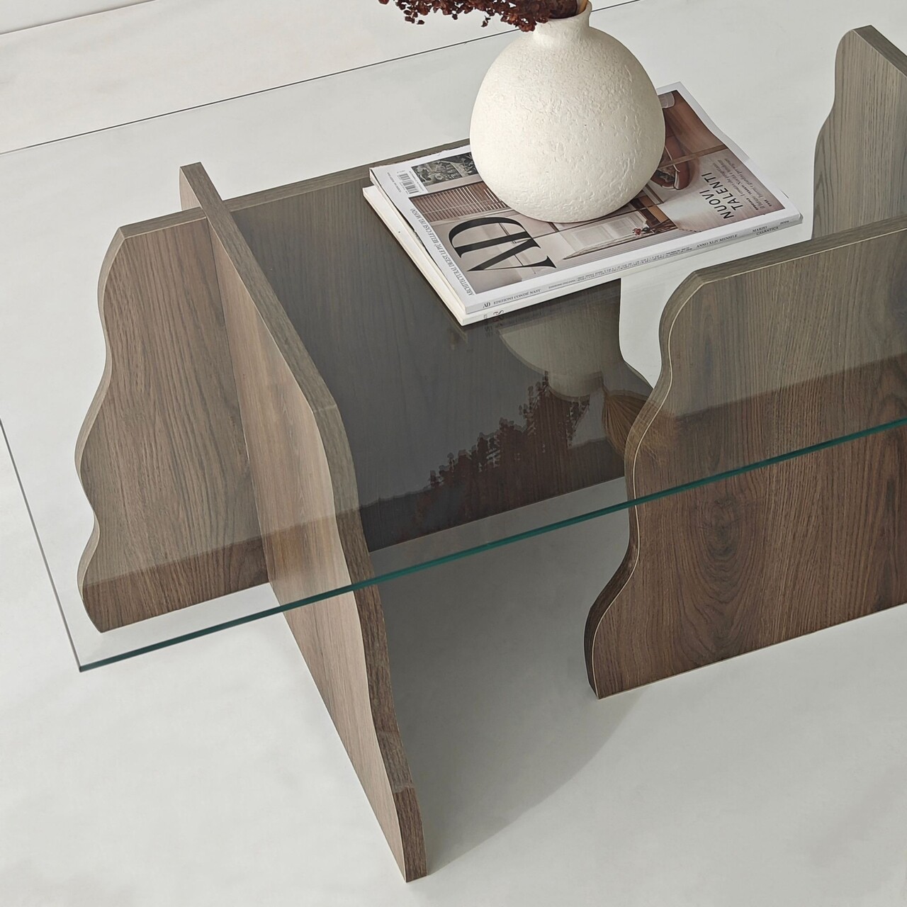 Masuta de cafea, Hanah Home, Canyon, 105x40x65 cm, Nuc / Transparent - view 7