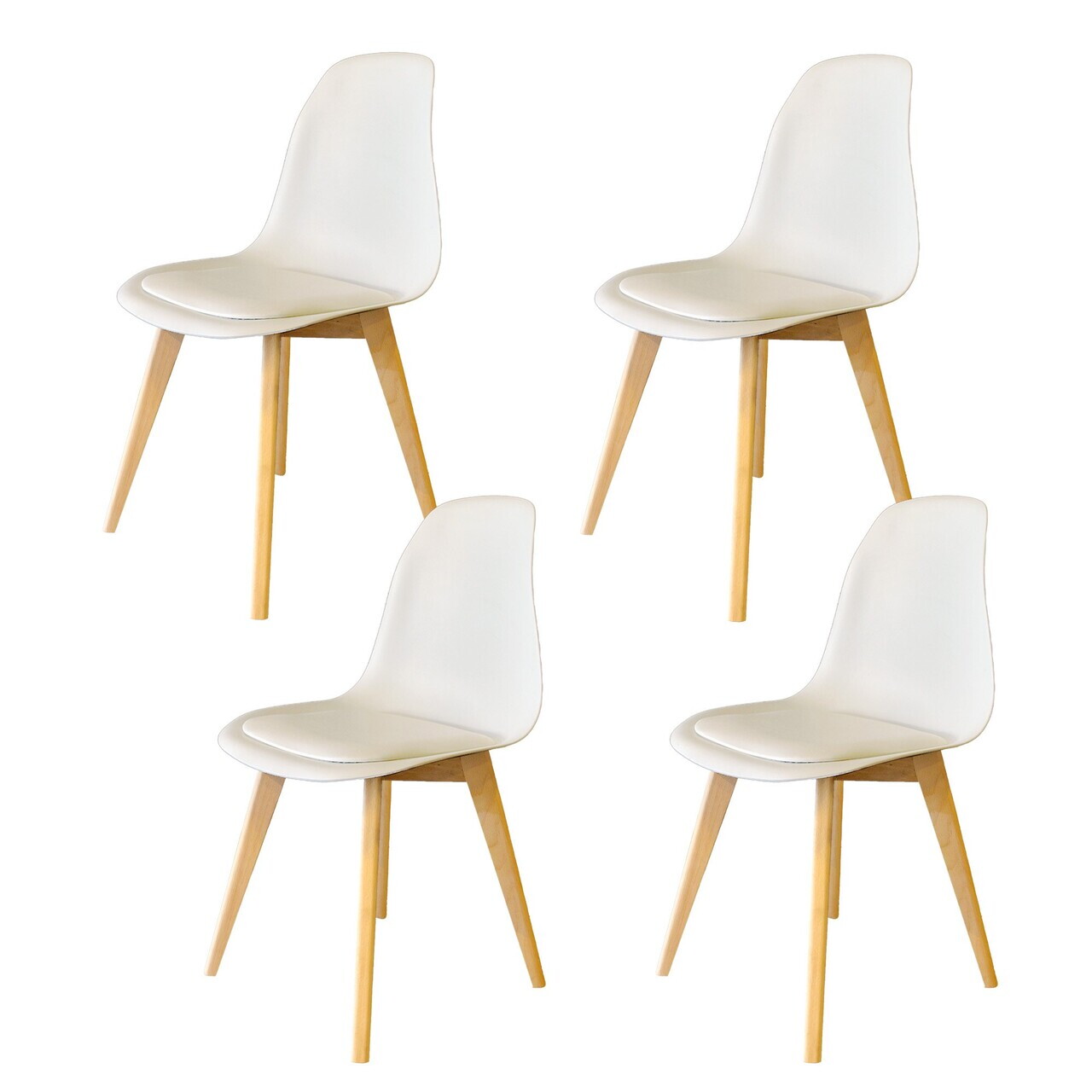 Set scaune 4 piese, Hanah Home, SND3016-4BYZ, CARPEN, Alb / Stejar