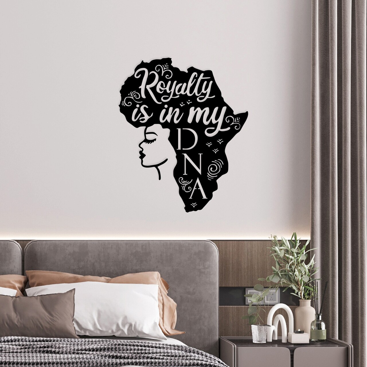 Decoratiune de perete, Royalty Is In My Dna, Metal, Dimensiune: 58 x 70 cm, Negru - 2 | YEO