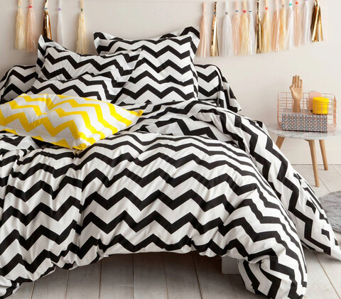 Lenjerie de pat dubla (ES), 2 piese, SmallZigzag, EnLora Home, 65% bumbac/35% poliester EnLora Home
