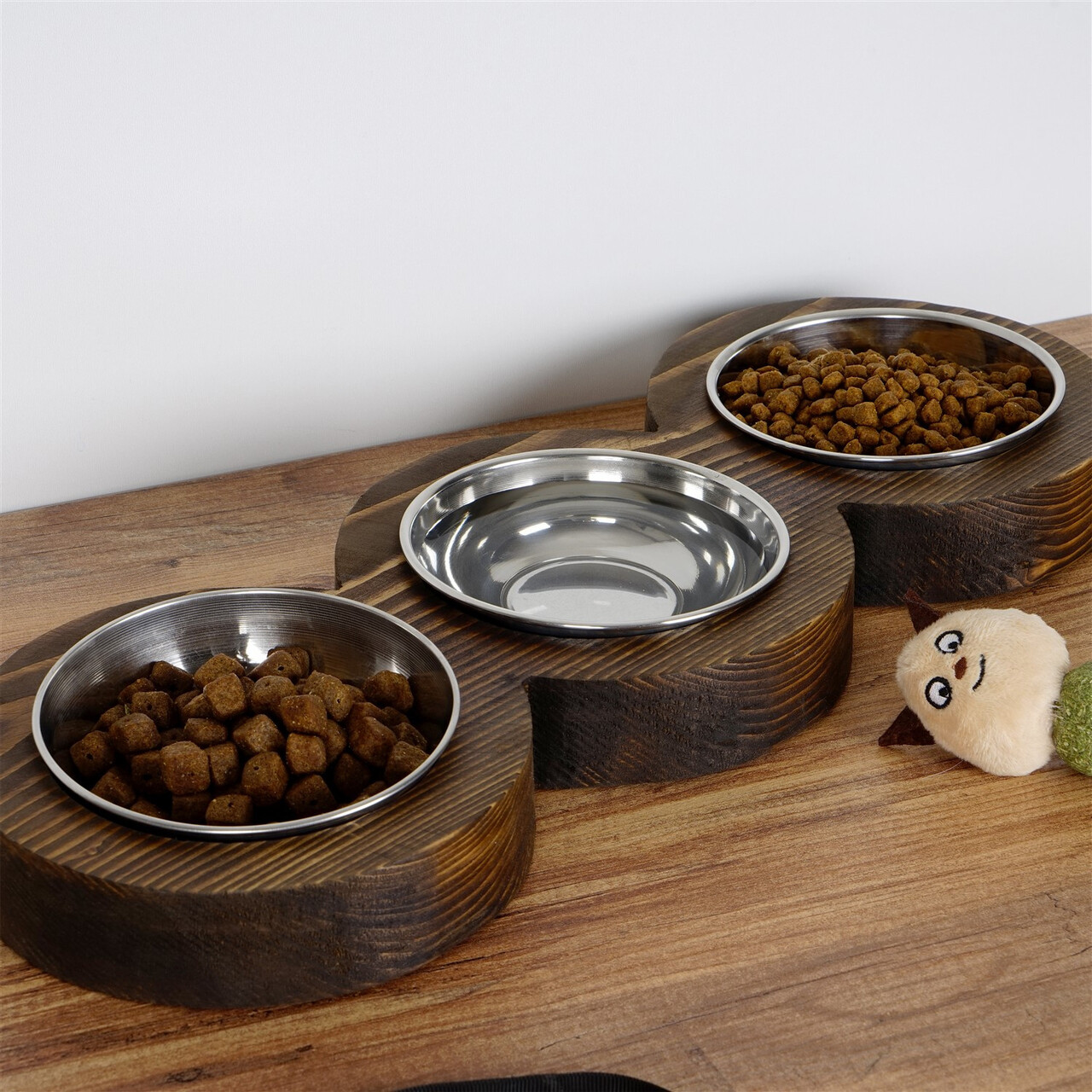 Bol pentru hrana animale de companie, Evila Originals, Pet010, 16.5x3.5x48 cm, Lemn, Maro