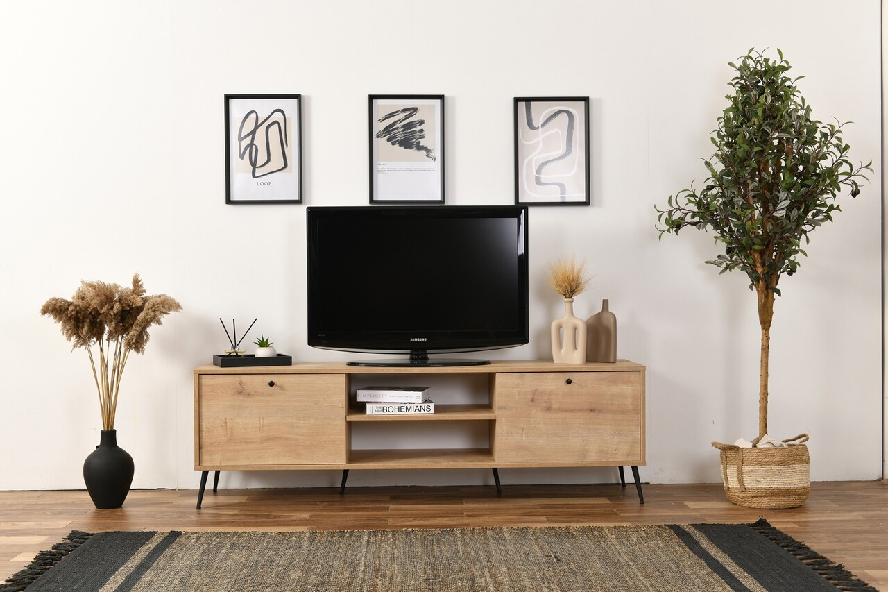 Comoda TV, Wolina, Calvin, 55x180x41 cm, Stejar - 2 | YEO