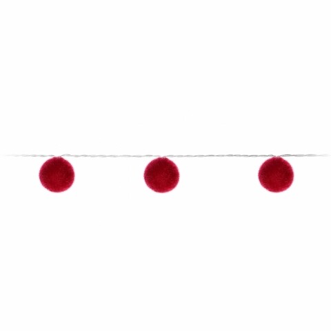 Ghirlanda cu 10 Led-uri Ball Puff, 135 cm, rosu