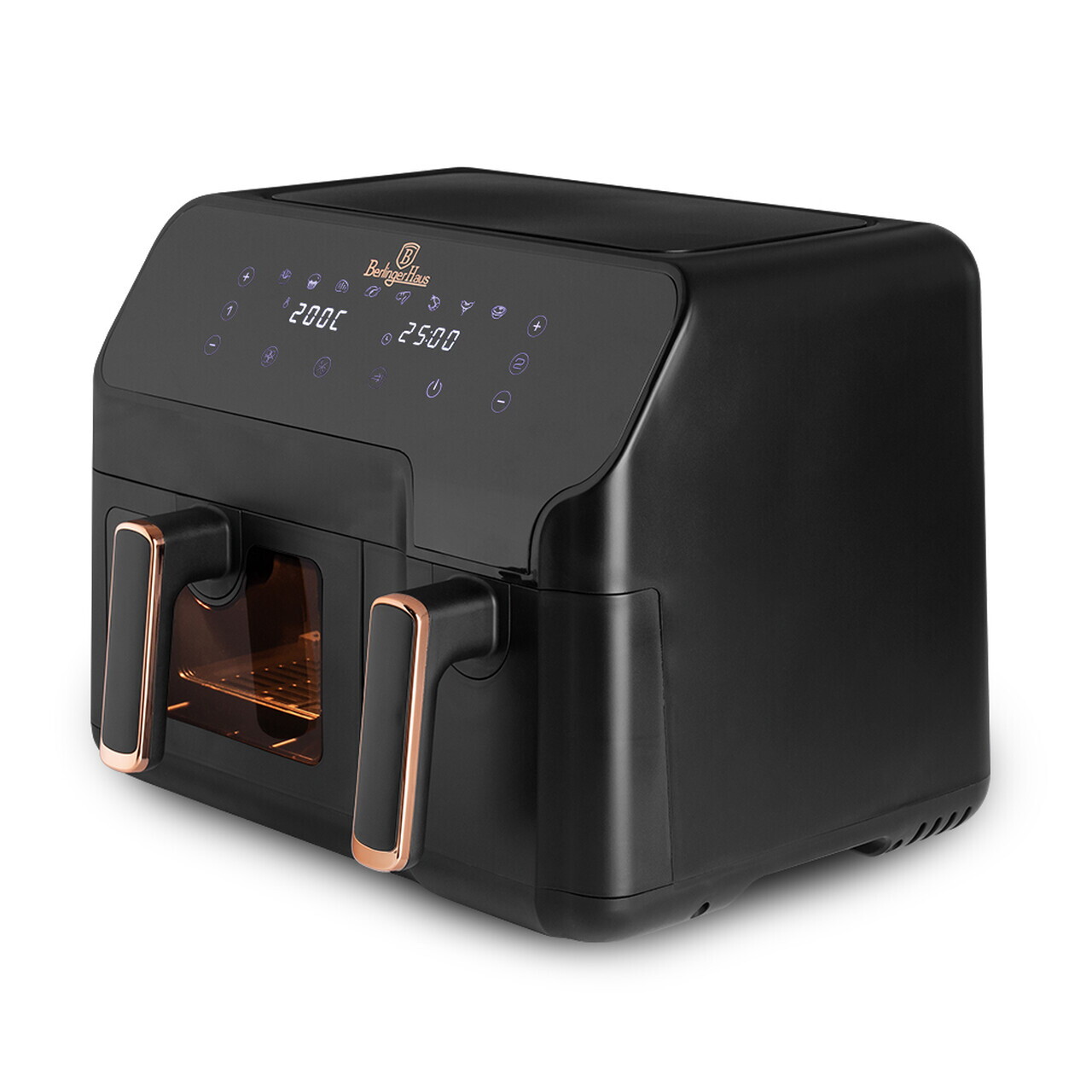 Friteuza dubla cu aer cald Berlinger Haus, Black Rose, 2700W, 5.5+3.5 L, negru - imagine 6