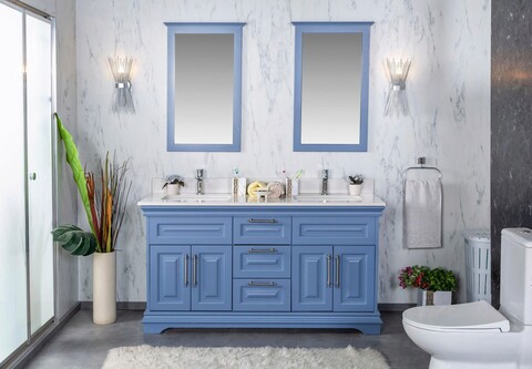 Set mobilier de baie (3 piese), Jussara, Huron 60, Albastru Jussara