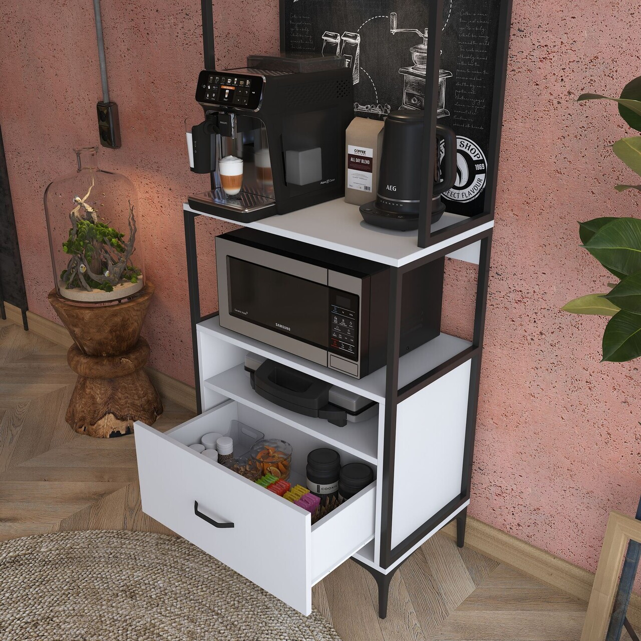 Dulap multifunctional, Hanah Home, JE155, 70x205x40 cm, PAL melaminat, Alb - view 4