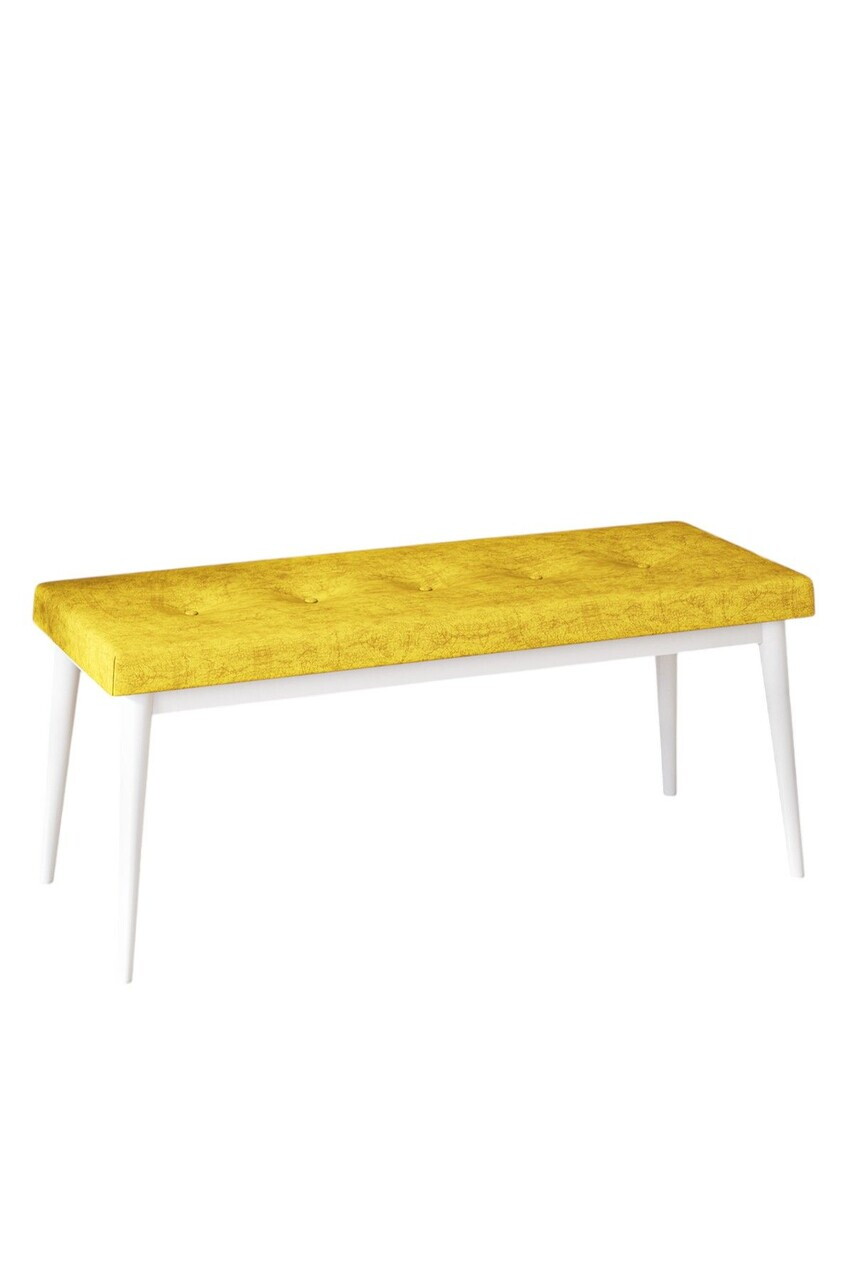 Banca, Hanah Home, Pera Bench, Muștar / Alb — imaginea 2
