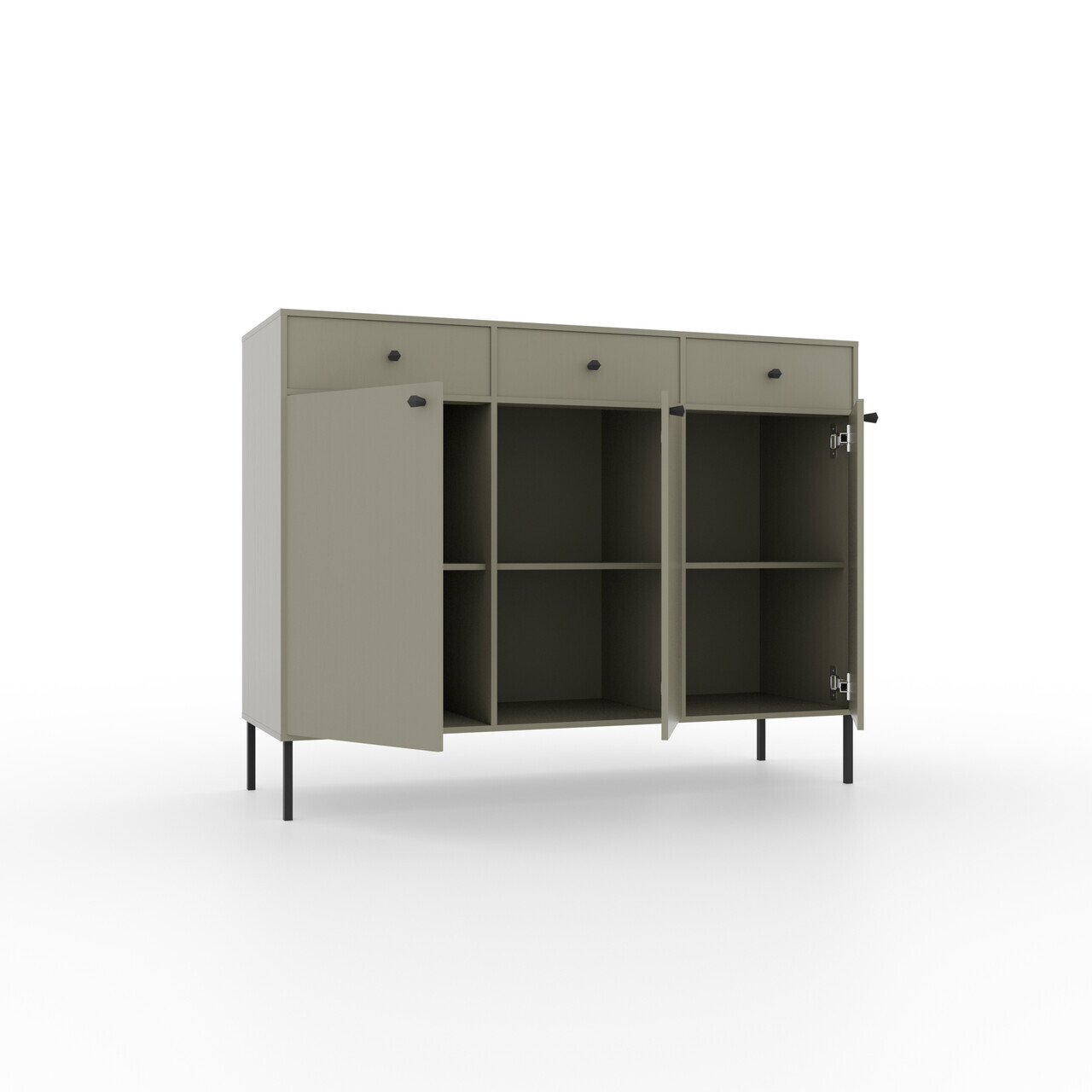 Comoda ADRK, Tili 3D 3S, 124.5x40.8x95 cm, PAL laminat, verde eucalipt — imaginea 3